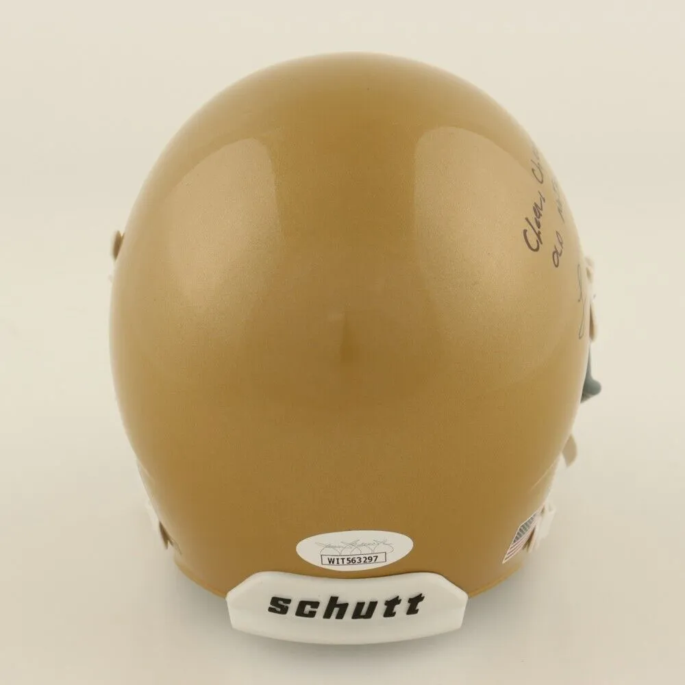 Lou Holtz Signed Fighting Irish Mini Helmet "Cheer, Cheer, For Old Notre Dame"