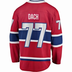 M.Canadiens #77 Kirby Dach Fanatics Branded Home Breakaway Player Jersey Red Stitched American Hockey Jerseys