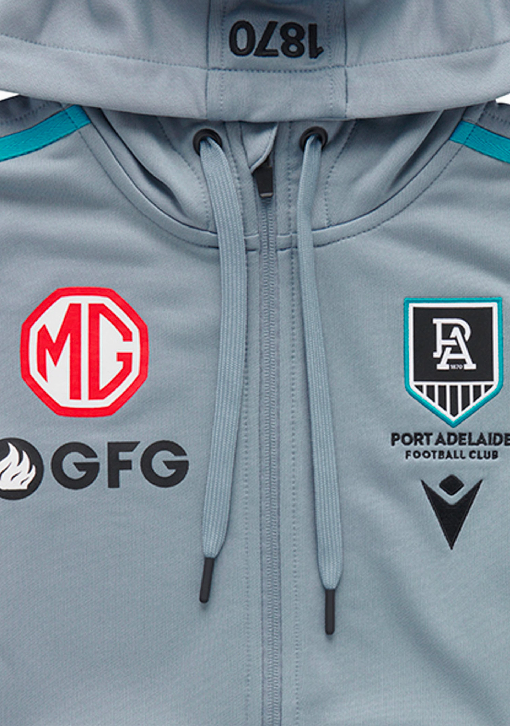 Macron Port Adelaide M21 Travel Womens Polydiag Hooded Sweatshirt
