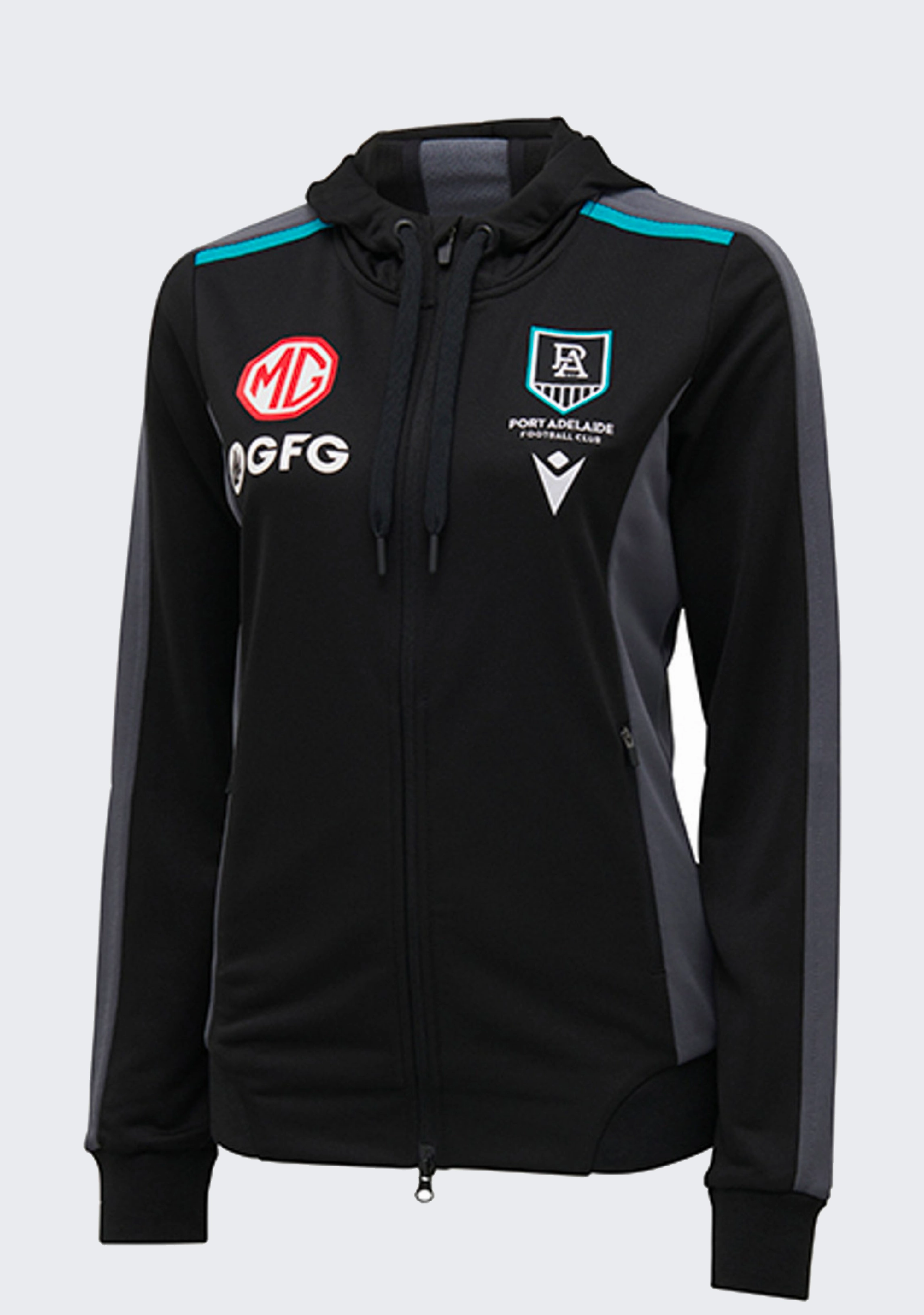 Macron Port Adelaide M21 Travel Womens Polydiag Hooded Sweatshirt
