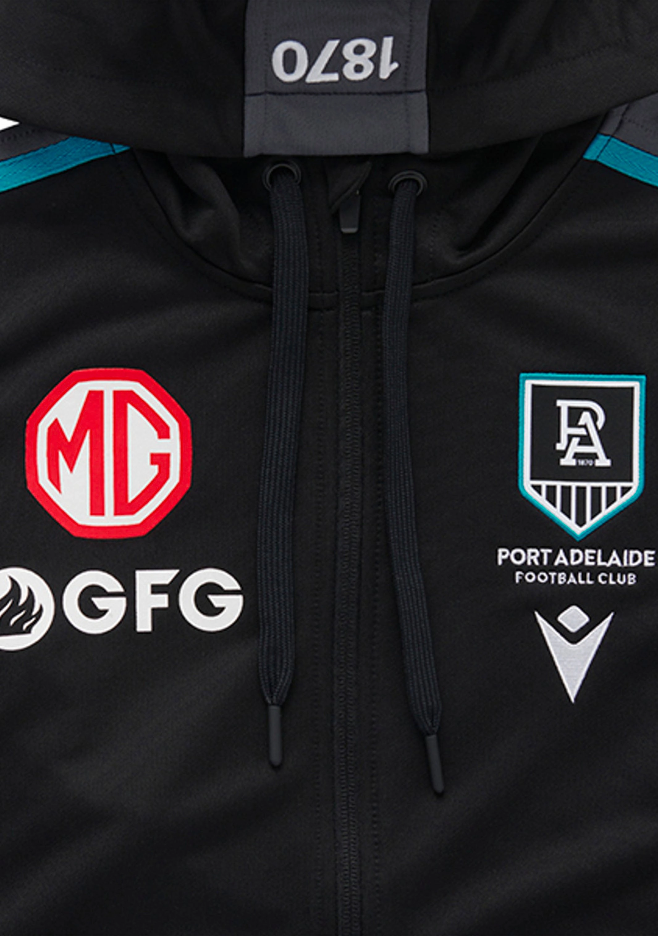 Macron Port Adelaide M21 Travel Womens Polydiag Hooded Sweatshirt