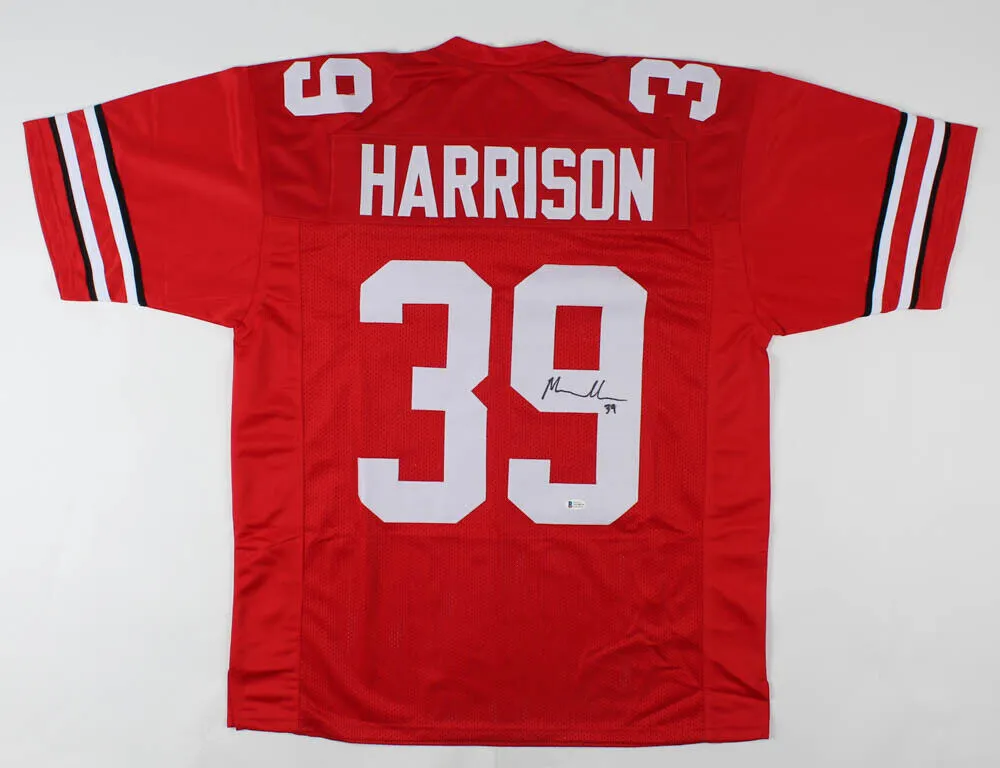 Malik Harrison Signed Ohio State Buckeyes Red Jersey (Beckett) Ravens Linebacker