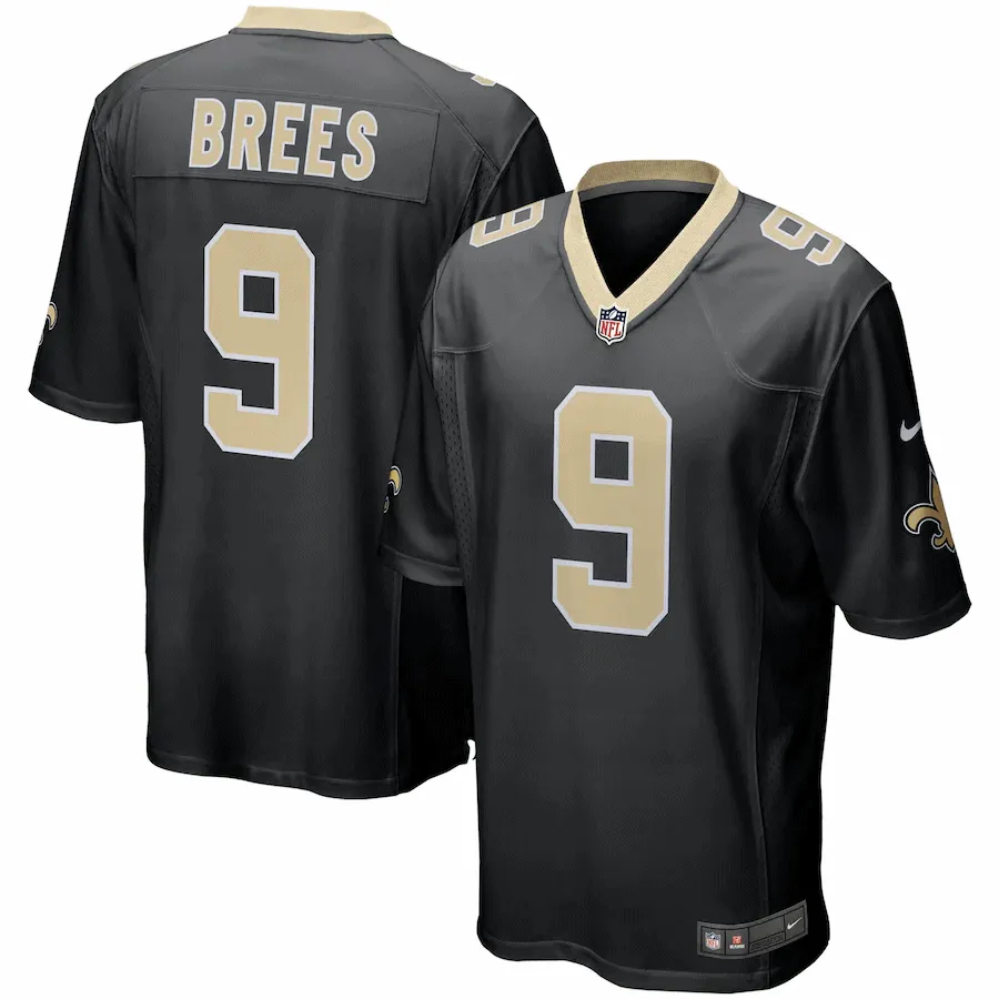 Men's Nike Drew Brees Black New Orleans Saints Game Player - Jersey