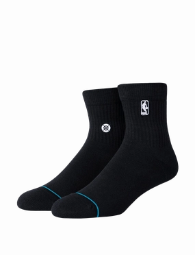 Mens NBA Logoman Stance Black & White Quarter Socks - Black