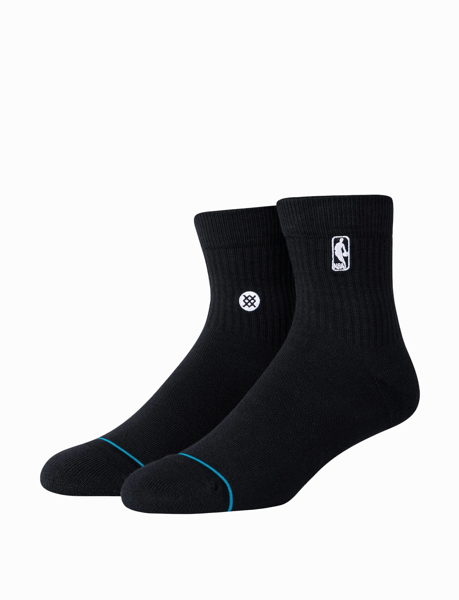 Mens NBA Logoman Stance Black & White Quarter Socks - Black