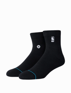 Mens NBA Logoman Stance Black & White Quarter Socks - Black