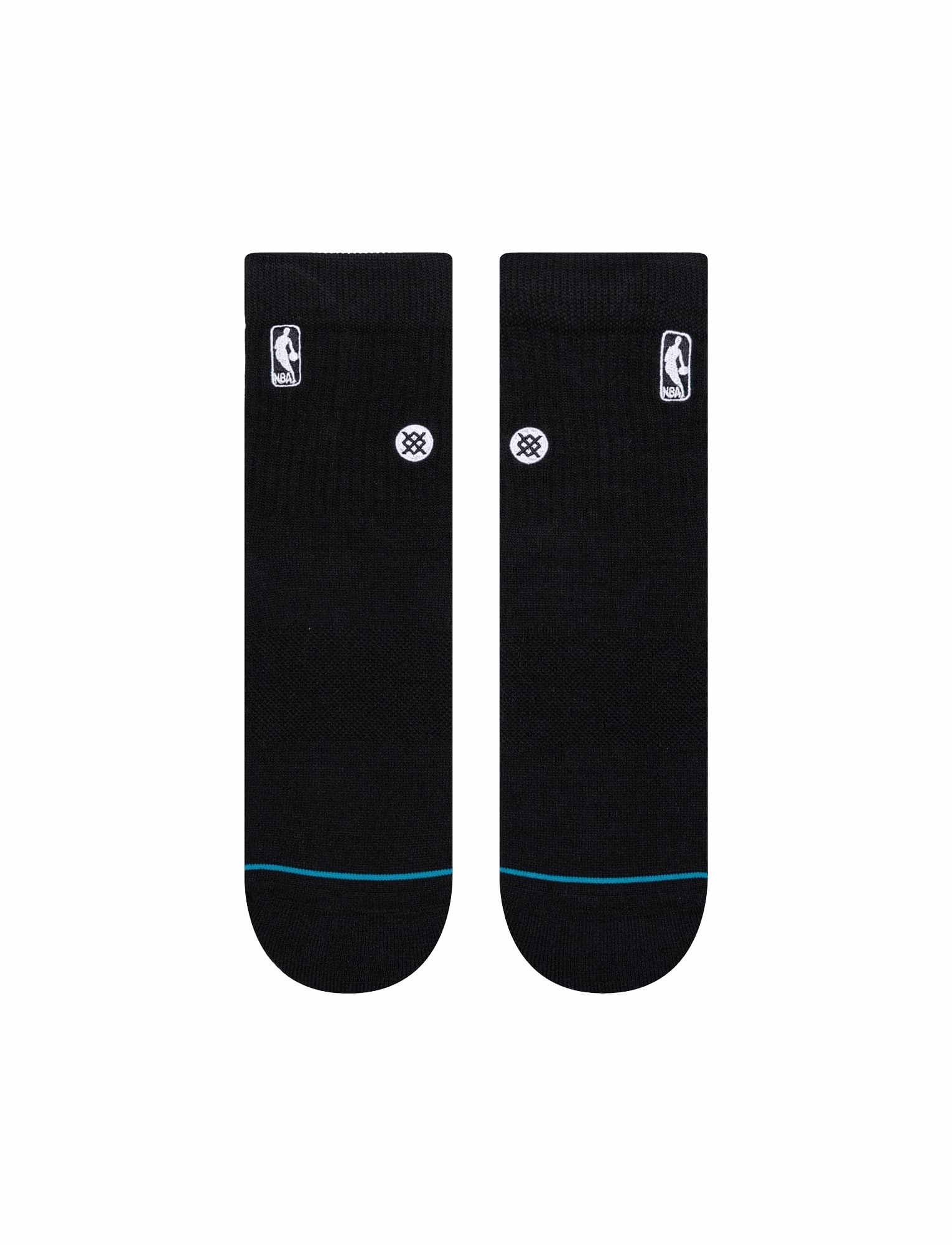 Mens NBA Logoman Stance Black & White Quarter Socks - Black