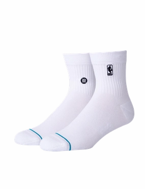 Mens NBA Logoman Stance Black & White Quarter Socks - White