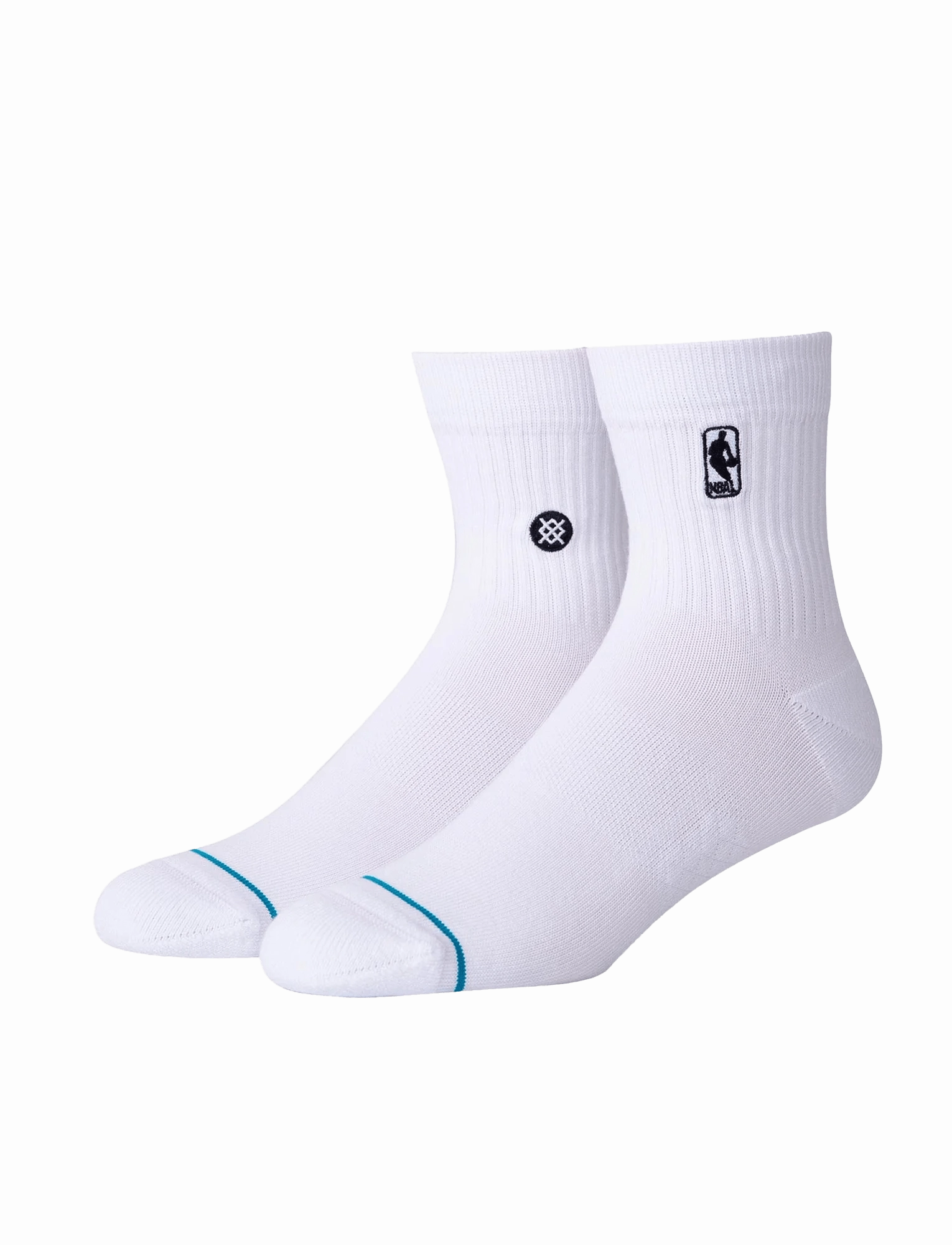 Mens NBA Logoman Stance Black & White Quarter Socks - White