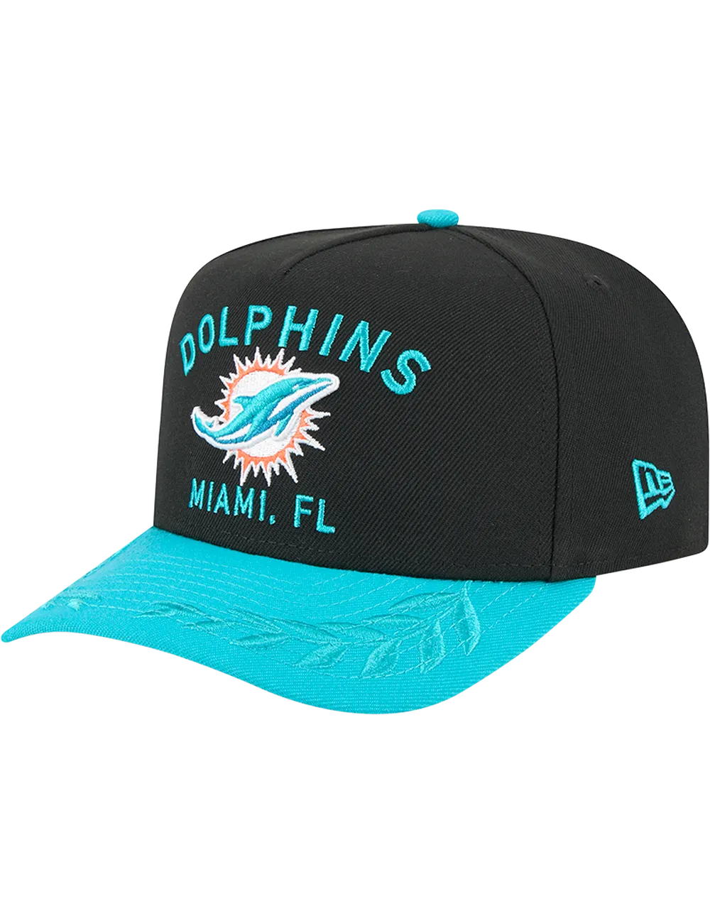 Miami Dolphins New Era NFL 25 Draft Pre-Curved 9FIFTY A-Frame Snapback Hat - Black