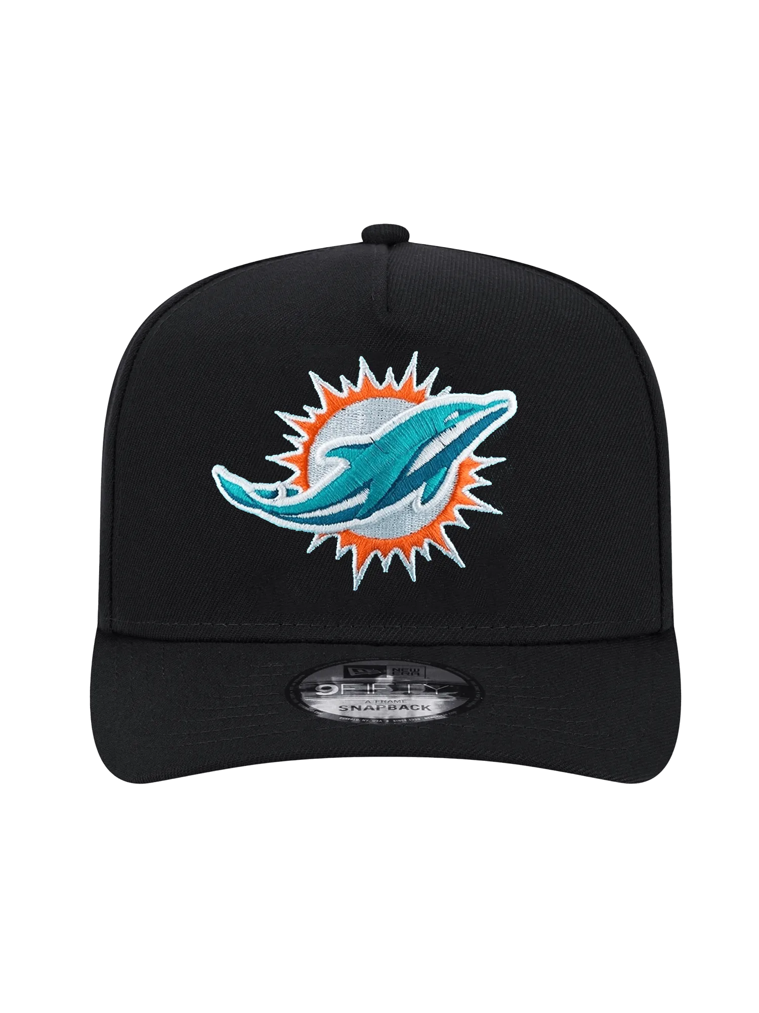 Miami Dolphins New Era NFL Team 9FIFTY A-Frame Pre-Curved Snapback Hat - Black