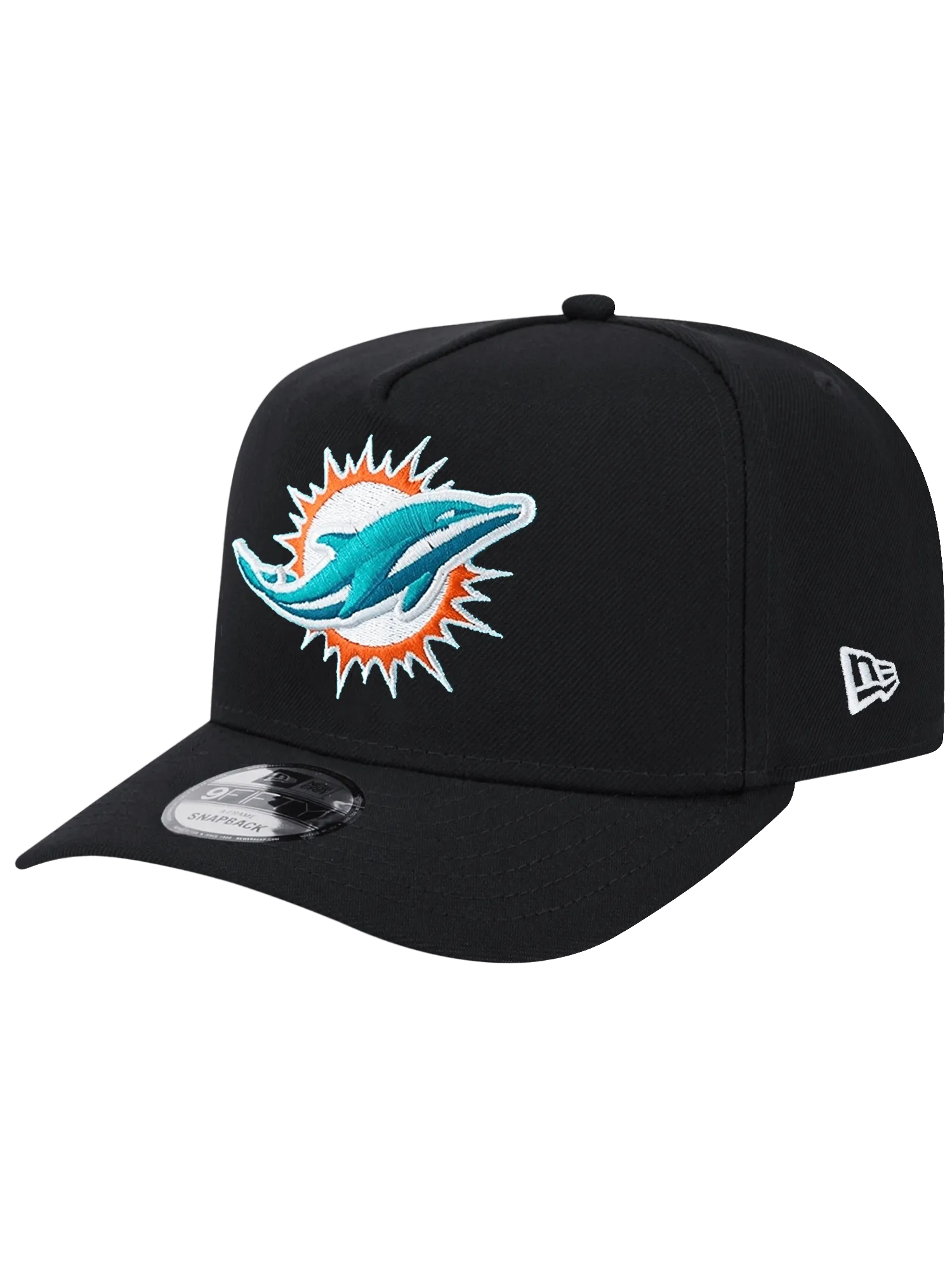 Miami Dolphins New Era NFL Team 9FIFTY A-Frame Pre-Curved Snapback Hat - Black