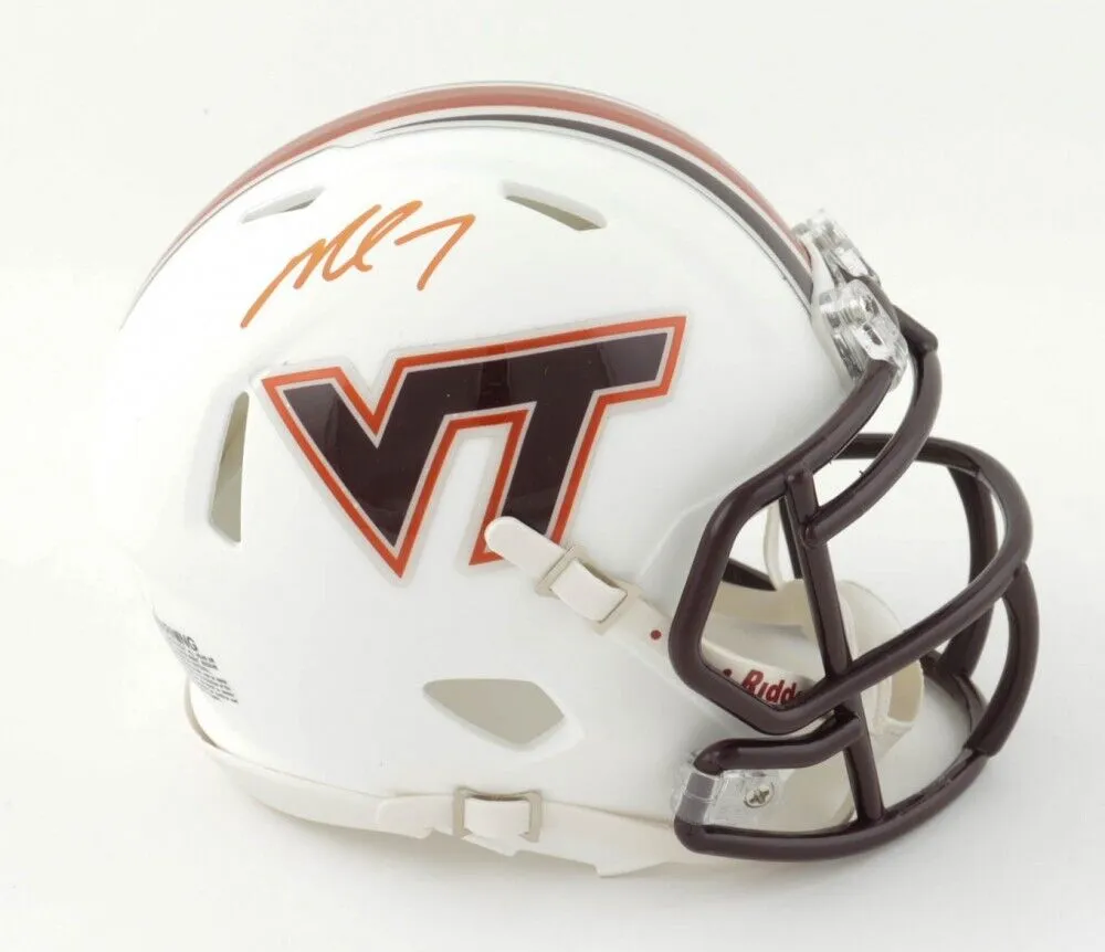 Michael Vick Signed Virginia Tech Hokies White Speed Mini Helmet (JSA COA)