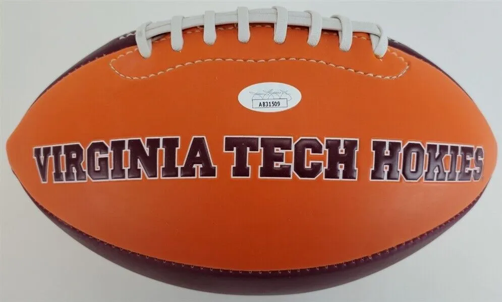 Mike Tomlin Signed Virginia Tech Hokies Logo Football (JSA COA) Steelers Coach