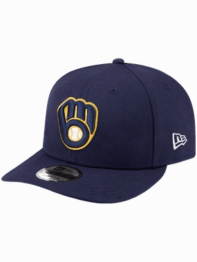 Milwaukee Brewers New Era MLB Team Pre-Curved 9FIFTY Snapback Hat - Navy