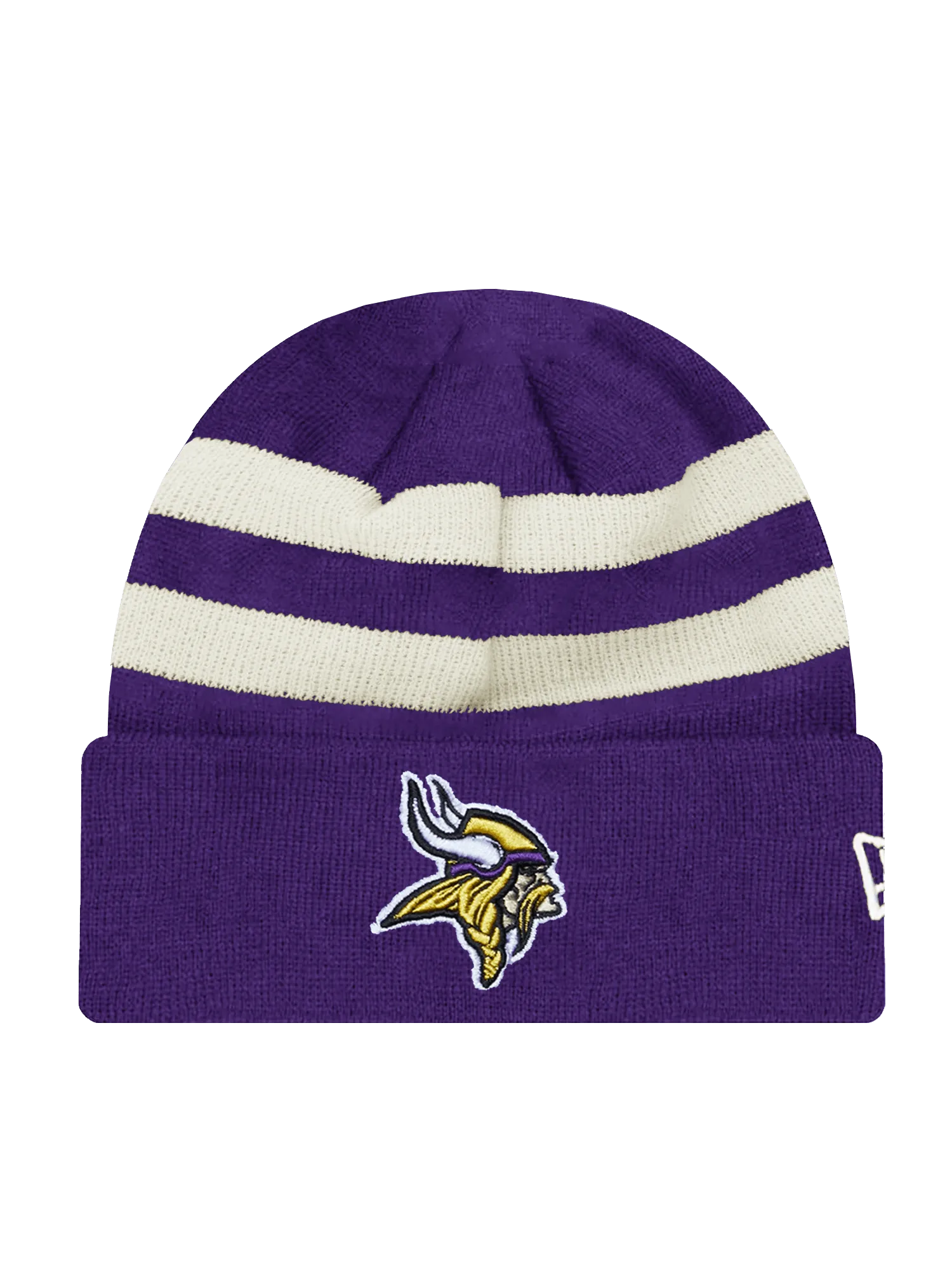 Minnesota Vikings New Era NFL Ivory Stripe Knit Beanie - Purple
