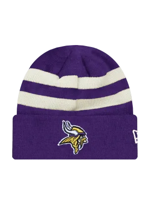 Minnesota Vikings New Era NFL Ivory Stripe Knit Beanie - Purple