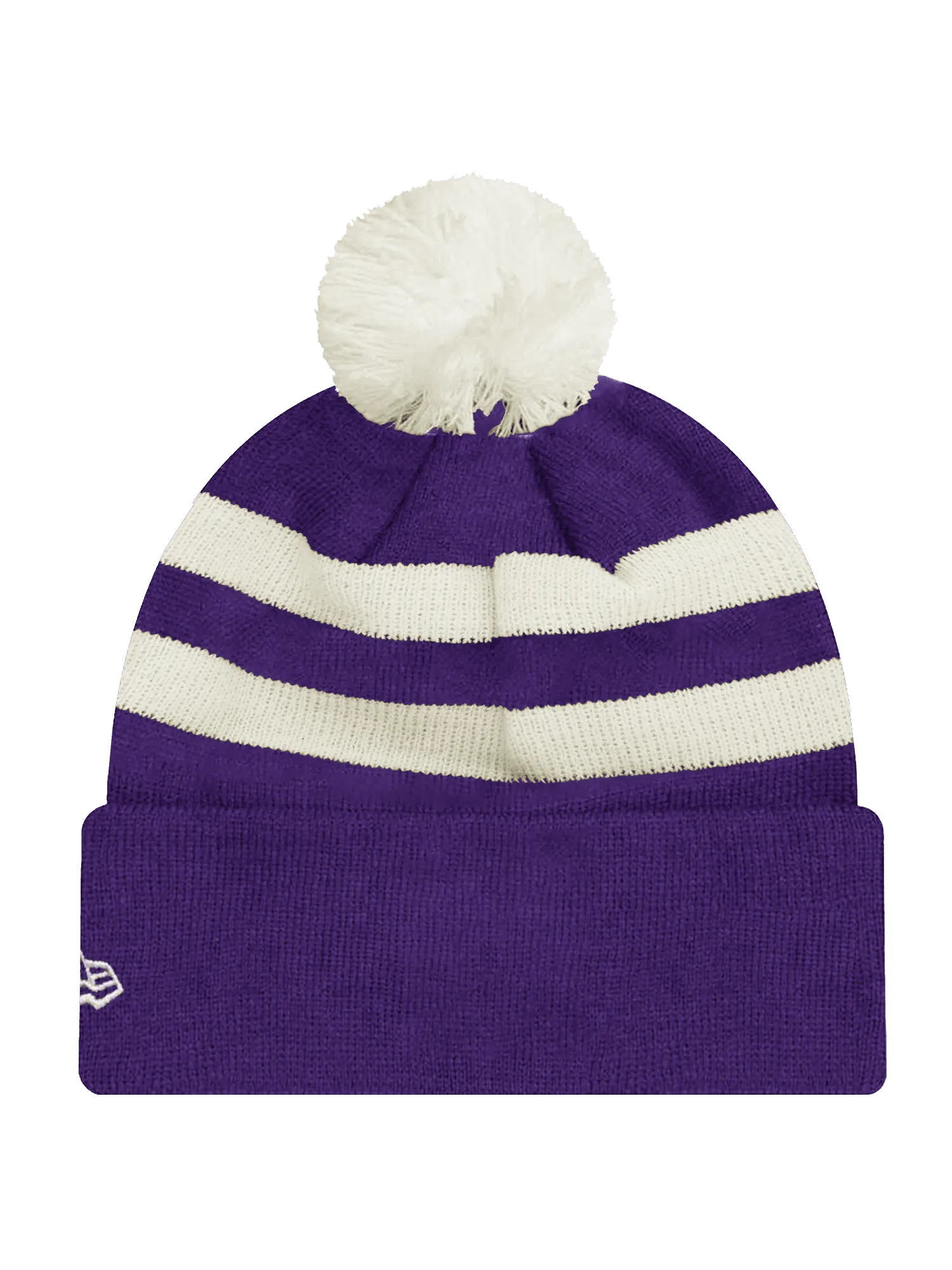 Minnesota Vikings New Era NFL Ivory Stripe Pom Knit Beanie - Purple