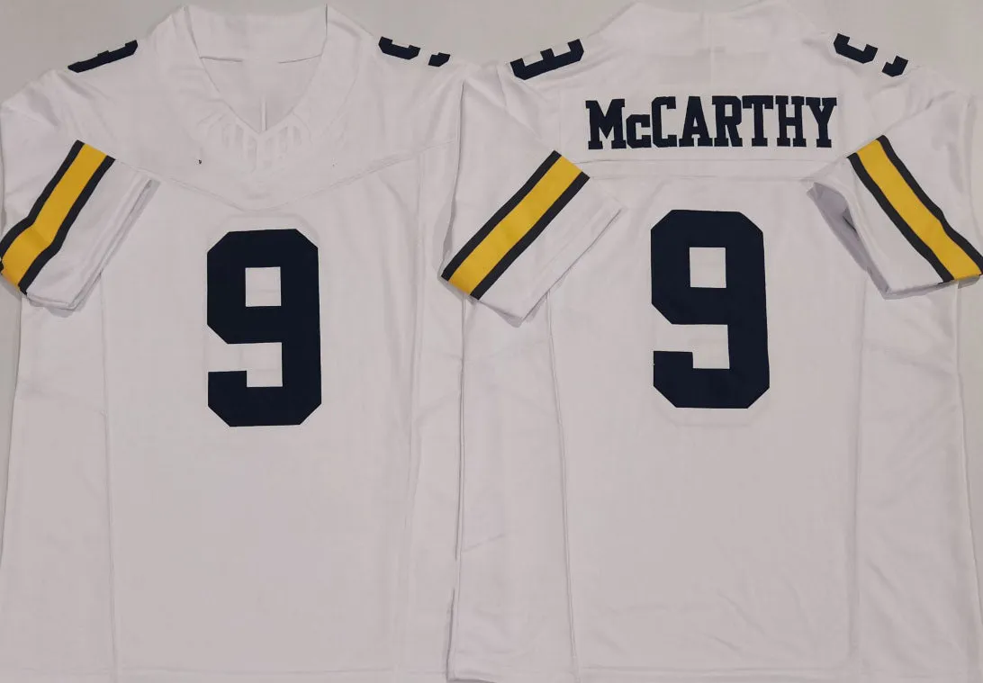 M.Wolverines #9 J.J. McCarthy White 2024 F.U.S.E. Stitched Football American College Jerseys