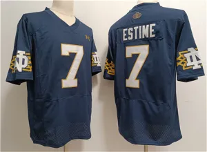 N.Dame Fighting Irish #7 Audric Estim Navy With Name Limited Stitched Jersey College Jerseys