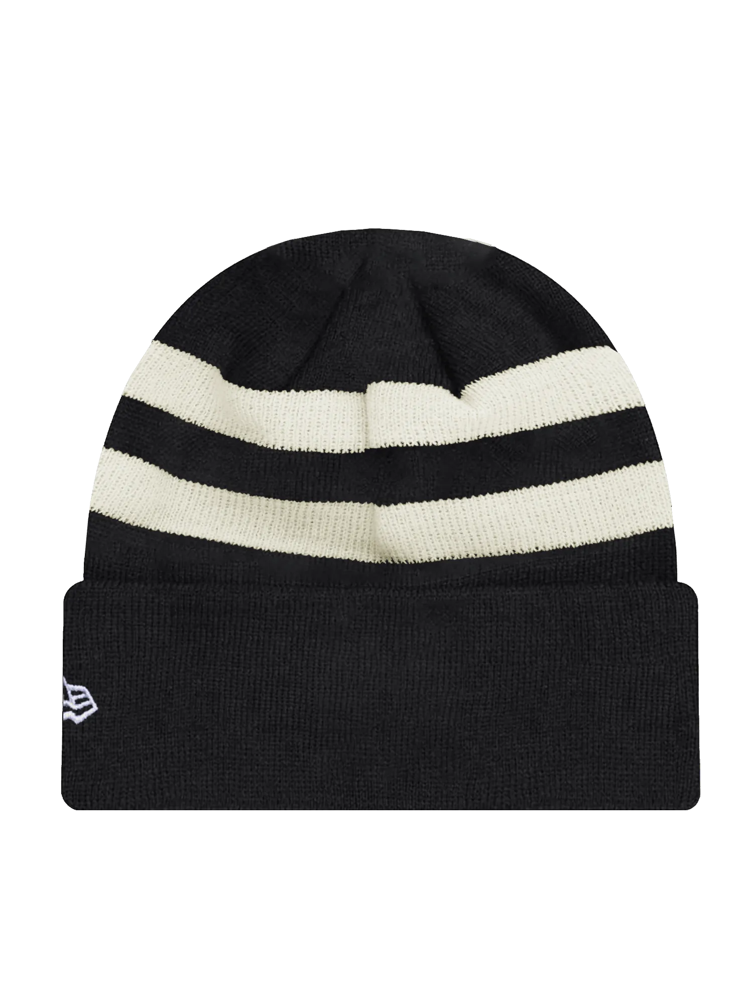 New Orleans Saints New Era NFL Ivory Stripe Knit Beanie - Black