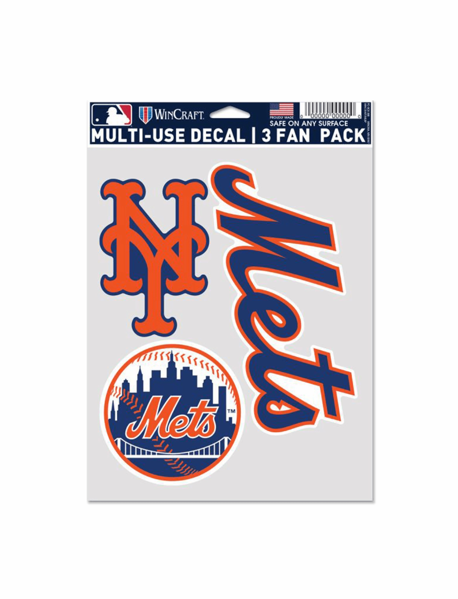 New York Mets Wincraft MLB Team 3 Pack Decal Set