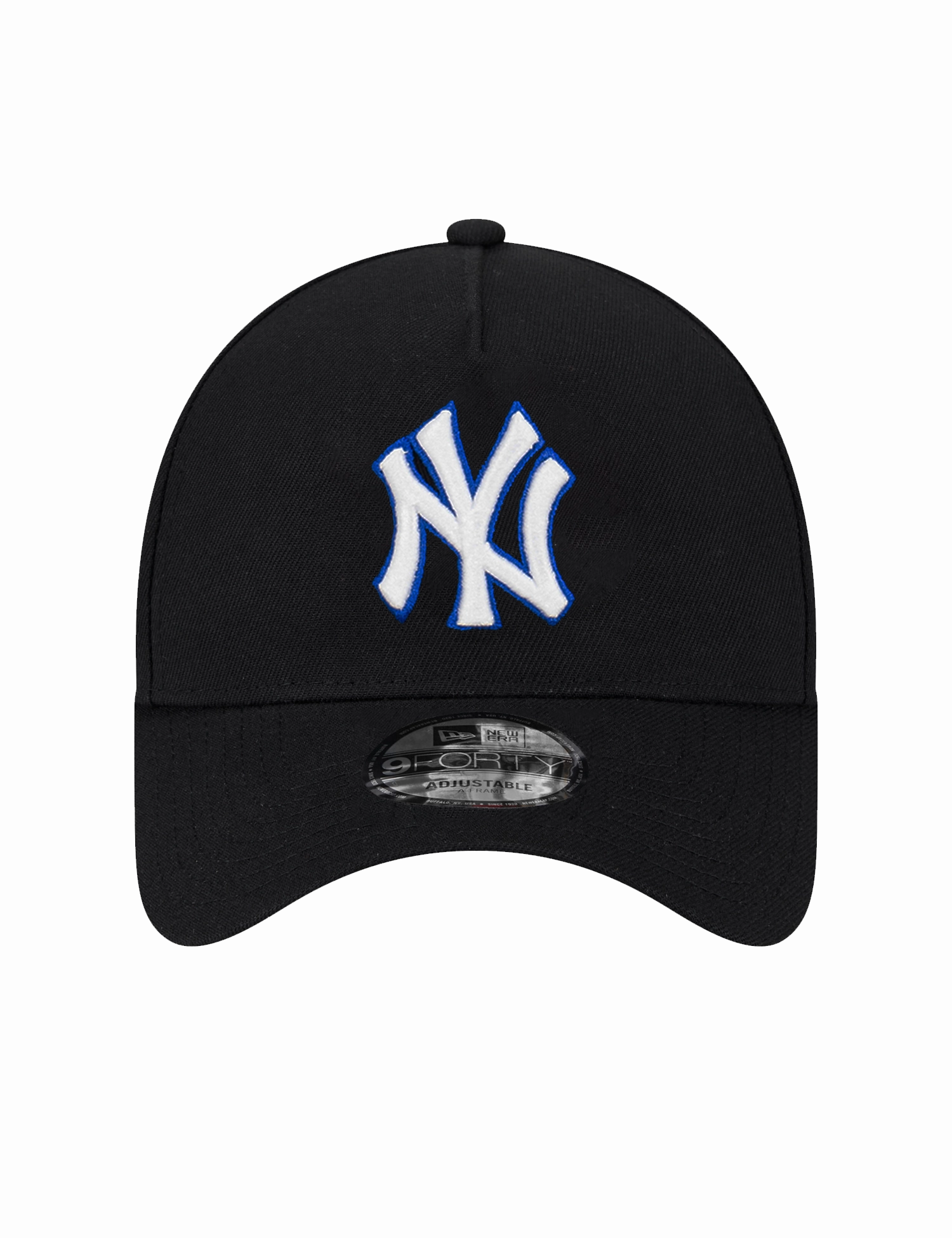 New York Yankees New Era MLB 9FORTY Royal Outline A-Frame Snapback Hat - Black