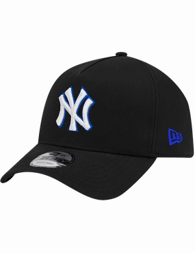 New York Yankees New Era MLB 9FORTY Royal Outline A-Frame Snapback Hat - Black