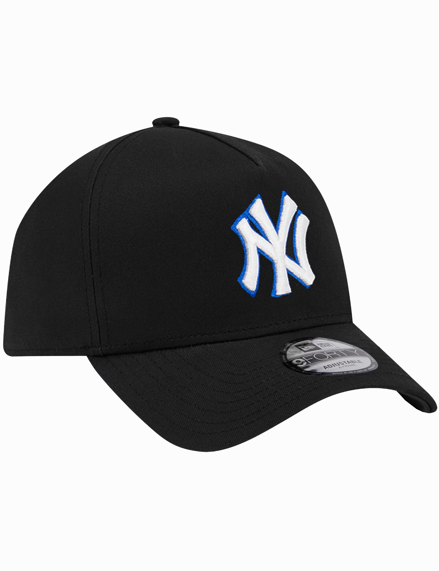 New York Yankees New Era MLB 9FORTY Royal Outline A-Frame Snapback Hat - Black