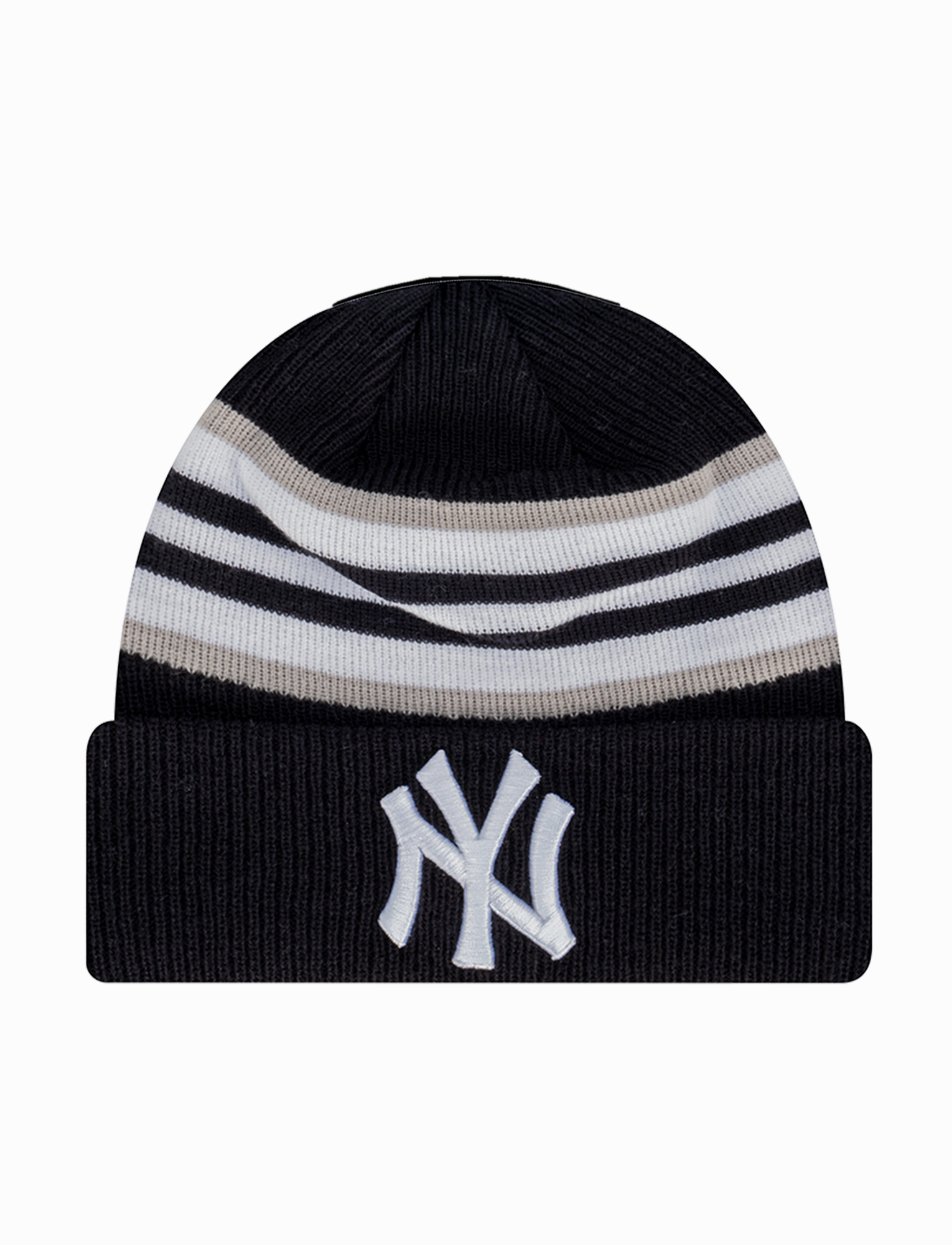 New York Yankees New Era MLB Stripe Hit Pomless Knit Beanie - Navy
