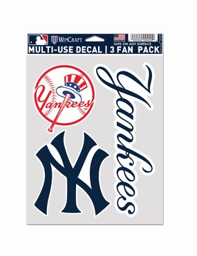 New York Yankees Wincraft MLB Multi Use Decal 3 Pack Set