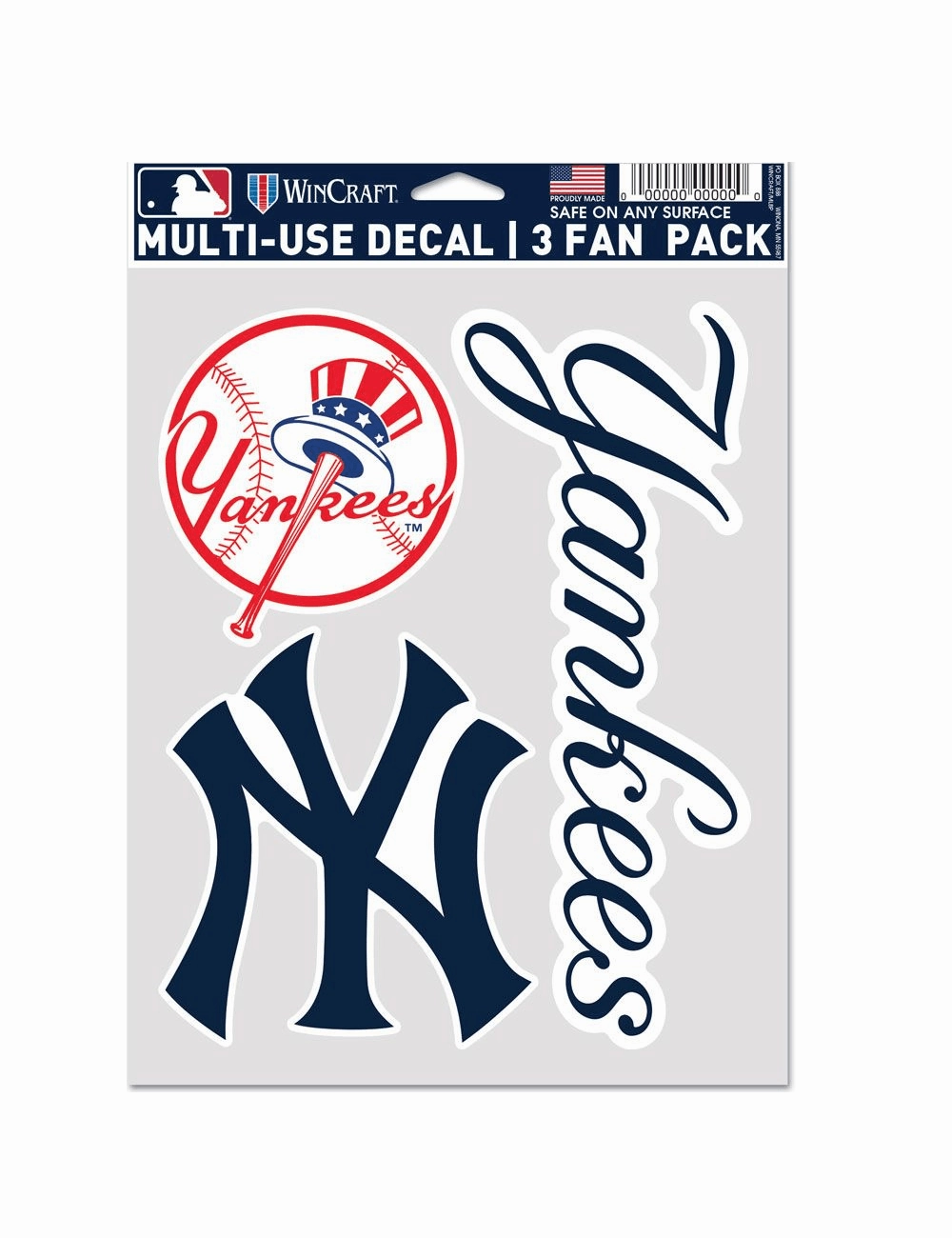 New York Yankees Wincraft MLB Multi Use Decal 3 Pack Set