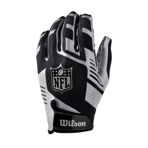 NFL Shield Wilson Stretch Fit Adult Receiver Gloves - Black/Silver