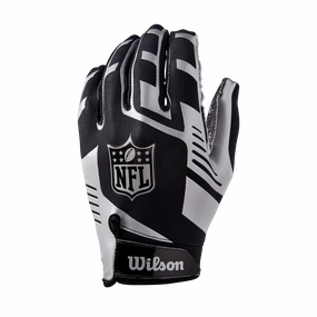 NFL Shield Wilson Stretch Fit Adult Receiver Gloves - Black/Silver