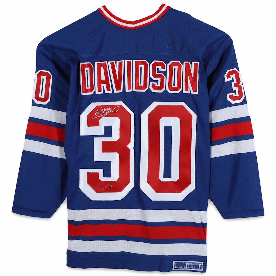 NY.Rangers #30 John Davidson Fanatics Authentic Autographed Blue Jersey Blue Stitched American Hockey Jerseys