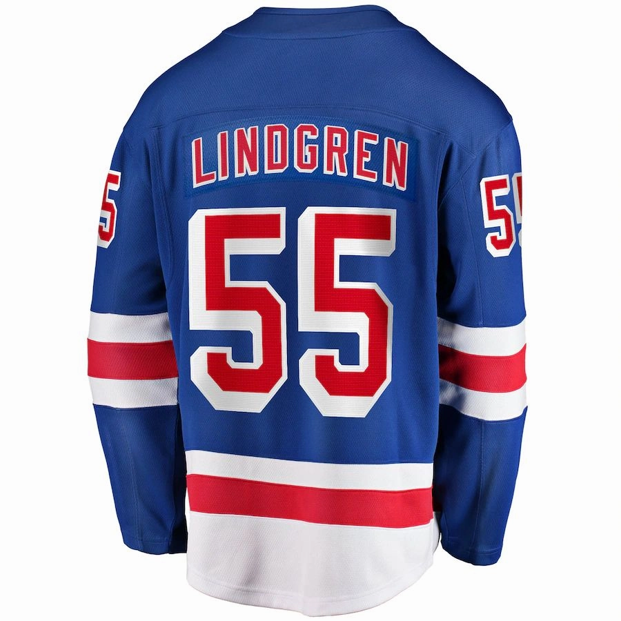NY.Rangers #55 Ryan Lindgren Fanatics Branded 2017-18 Home Breakaway Replica Jersey  Blue Stitched American Hockey Jerseys