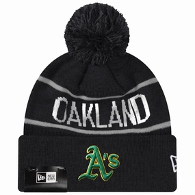 Oakland Athletics New Era MLB Grey Stripe Knit Beanie - Black