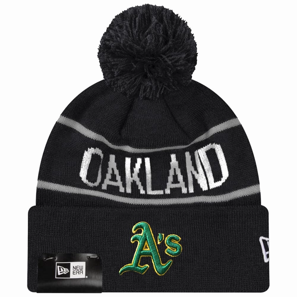 Oakland Athletics New Era MLB Grey Stripe Knit Beanie - Black