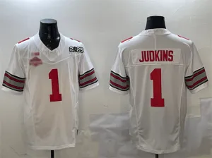 O.State Buckeyes #1 Quinshon Judkins White 2025 CFP Final With National Champions Patch F.U.S.E. Vapor Limited Stitched Football American College Jerseys