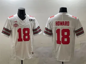 O.State Buckeyes #18 Will Howard White 2025 CFP Final With National Champions Patch F.U.S.E. Vapor Limited Stitched Football American College Jerseys