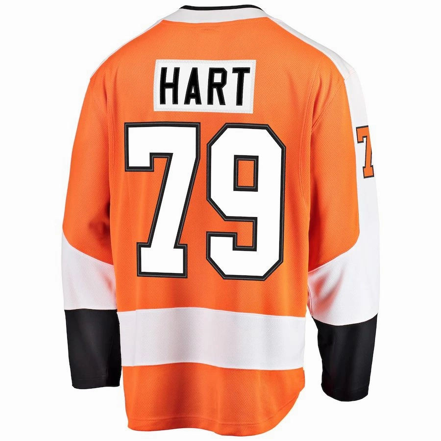 P.Flyers #79 Carter Hart Fanatics Branded Home Premier Breakaway Player Jersey Orange Stitched American Hockey Jerseys