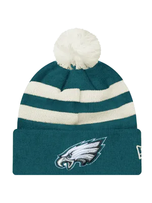 Philadelphia Eagles New Era NFL Ivory Stripe Pom Knit Beanie - Gren