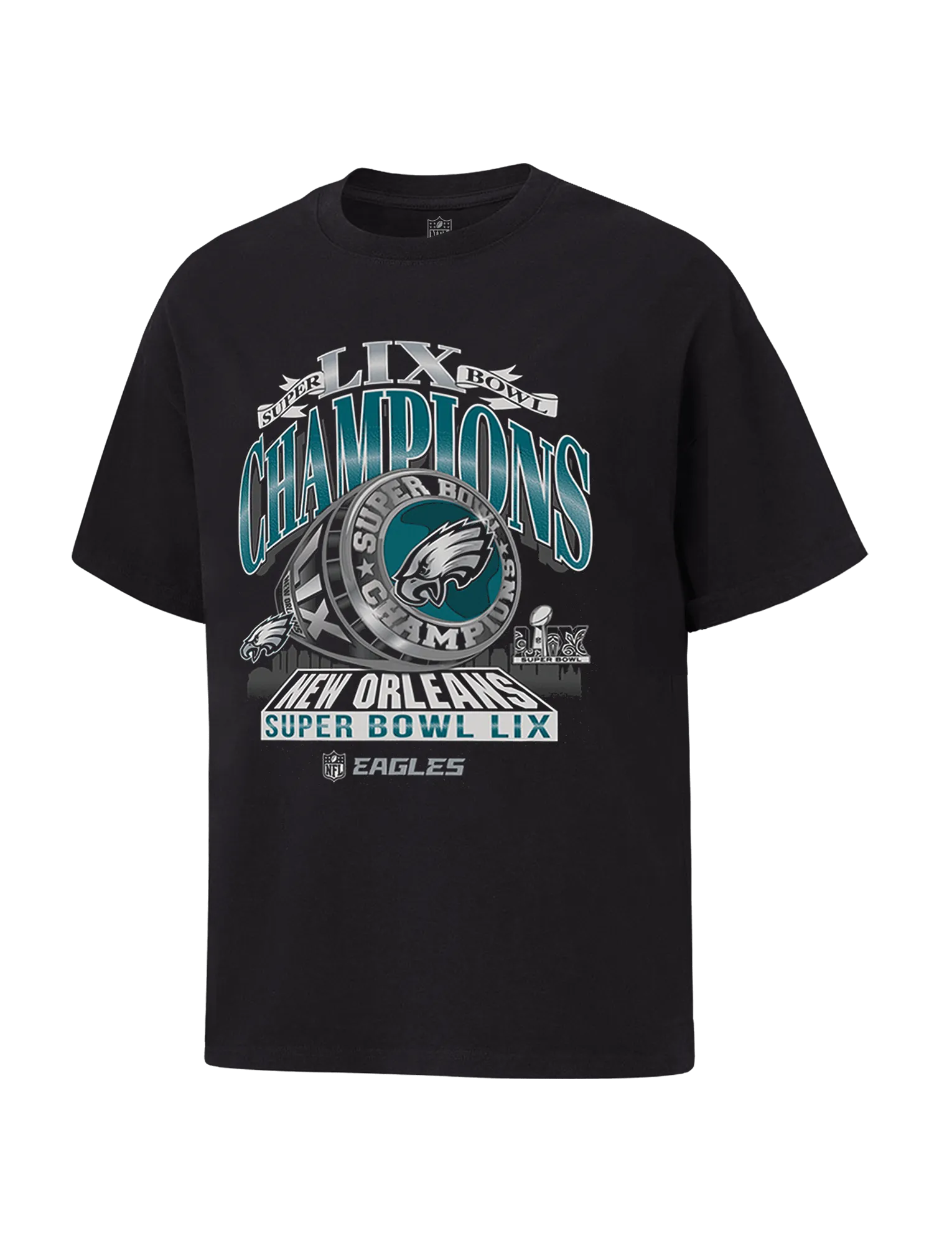 Philadelphia Eagles NFL Super Bowl LIX Champs Vintage T-Shirt - Faded Black