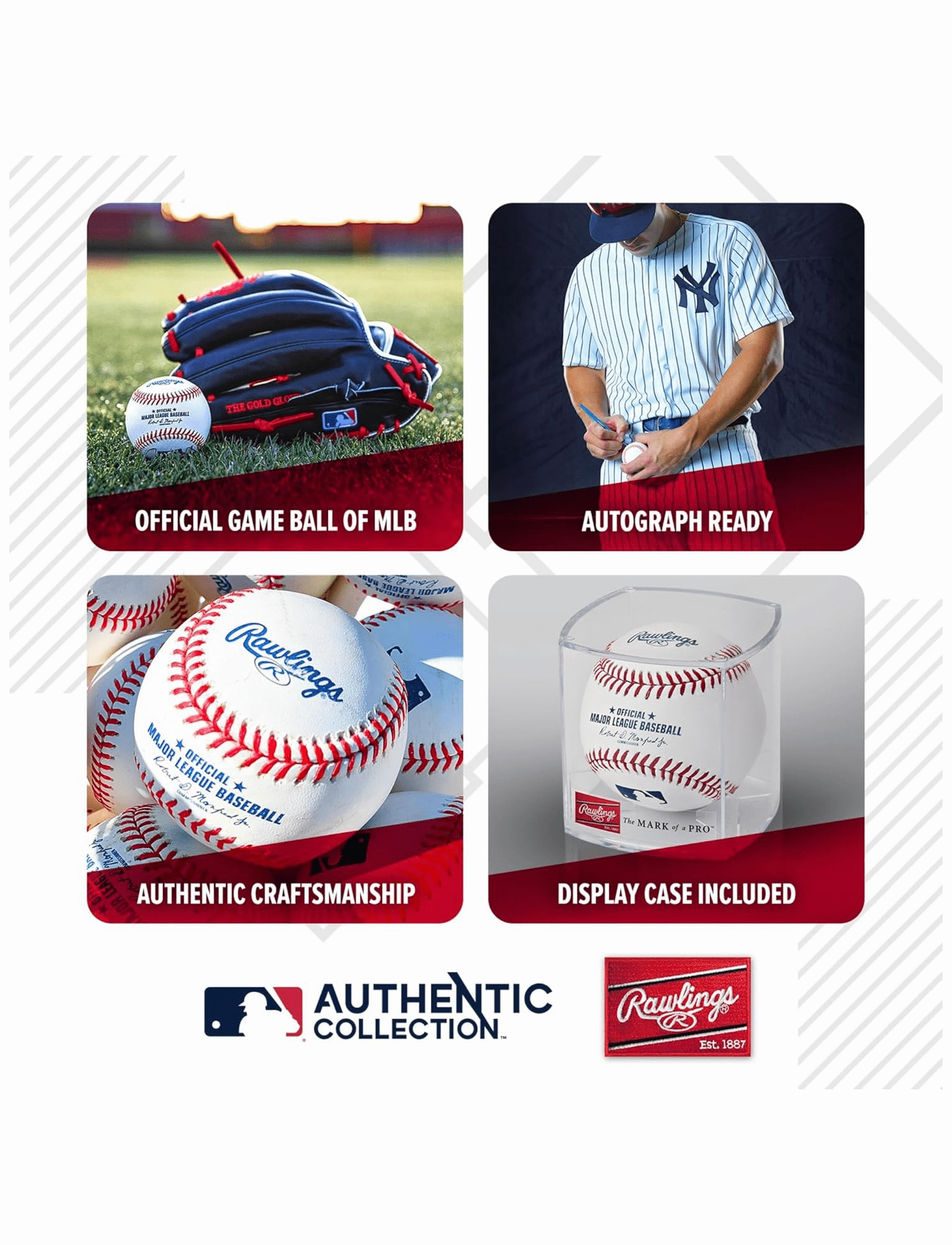 Rawlings MLB Official Game Baseball Ball w/Display Case