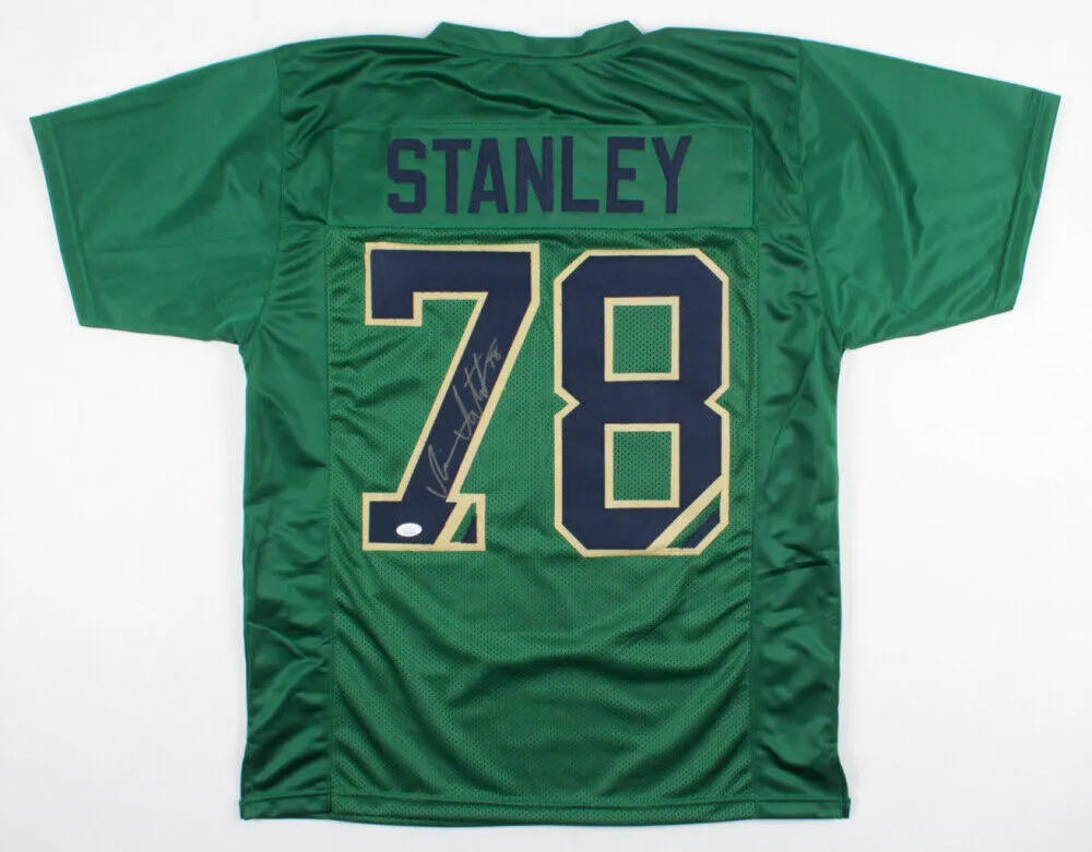 Ronnie Stanley Signed Notre Dame Fighting Irish Green Jersey (JSA COA) Ravens