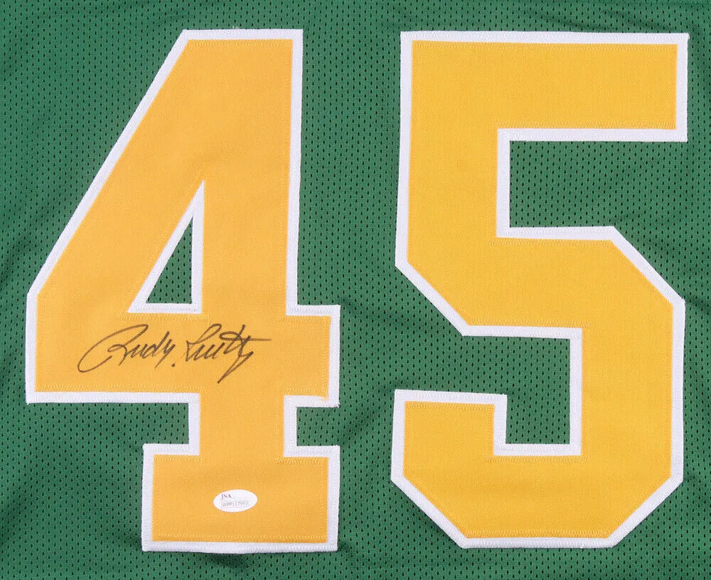 Rudy Ruettiger Signed Notre Dame Fighting Irish Green Jersey (JSA COA)