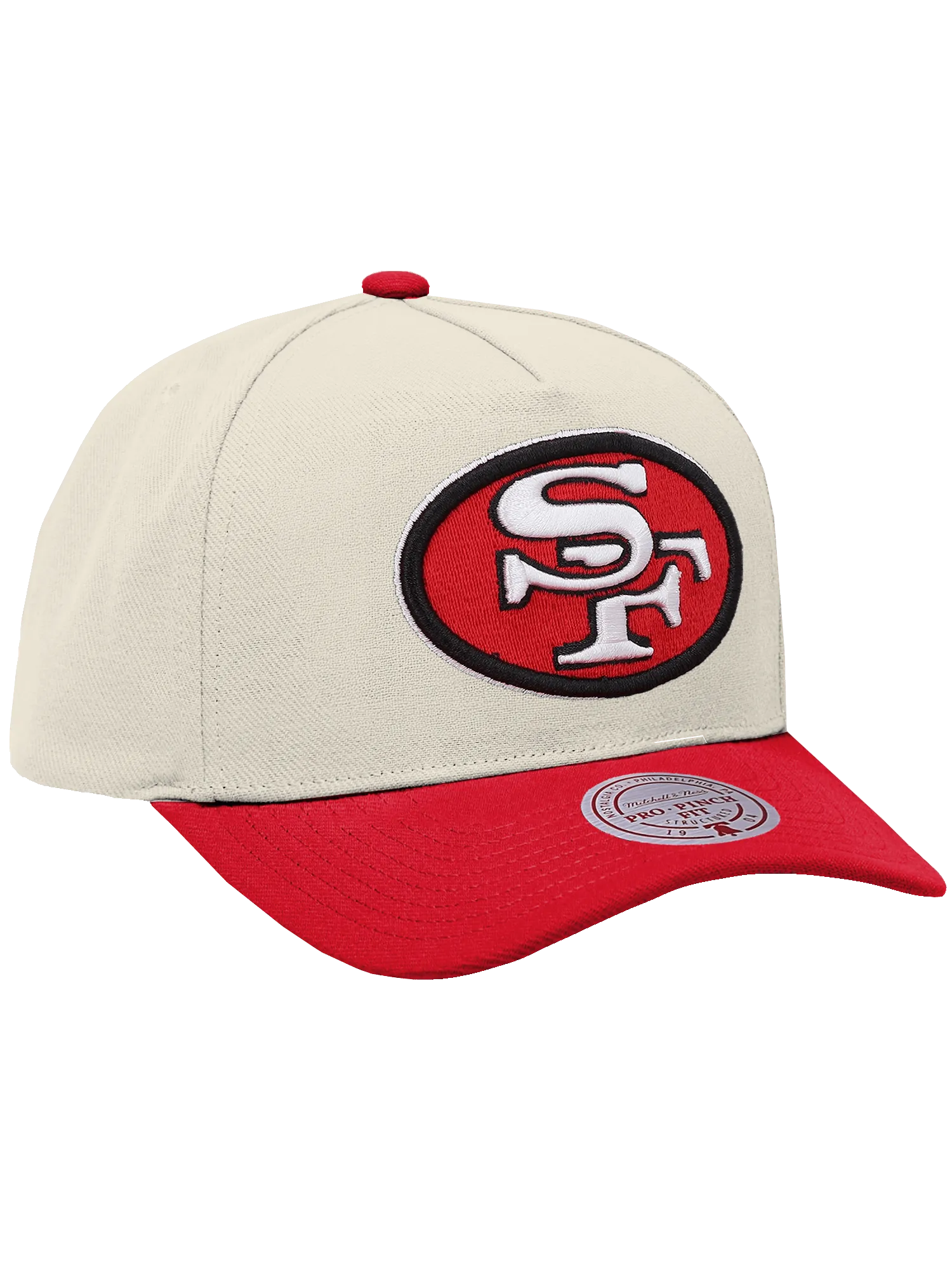 San Francisco 49ers Mitchell & Ness NFL Team 2T Pro Pinch Snapback Hat - Cream