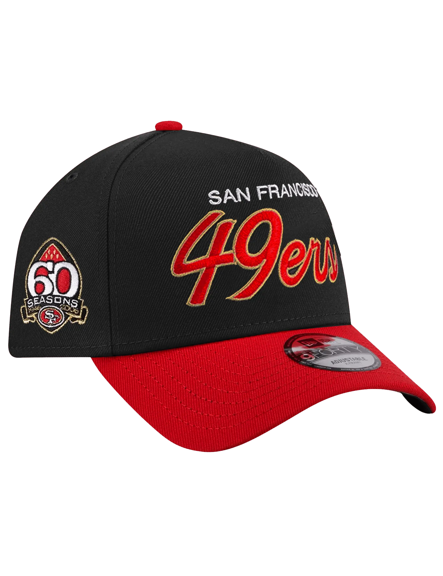 San Francisco 49ers New Era NFL 2T Script 9FORTY A-Frame Snapback Hat - Black