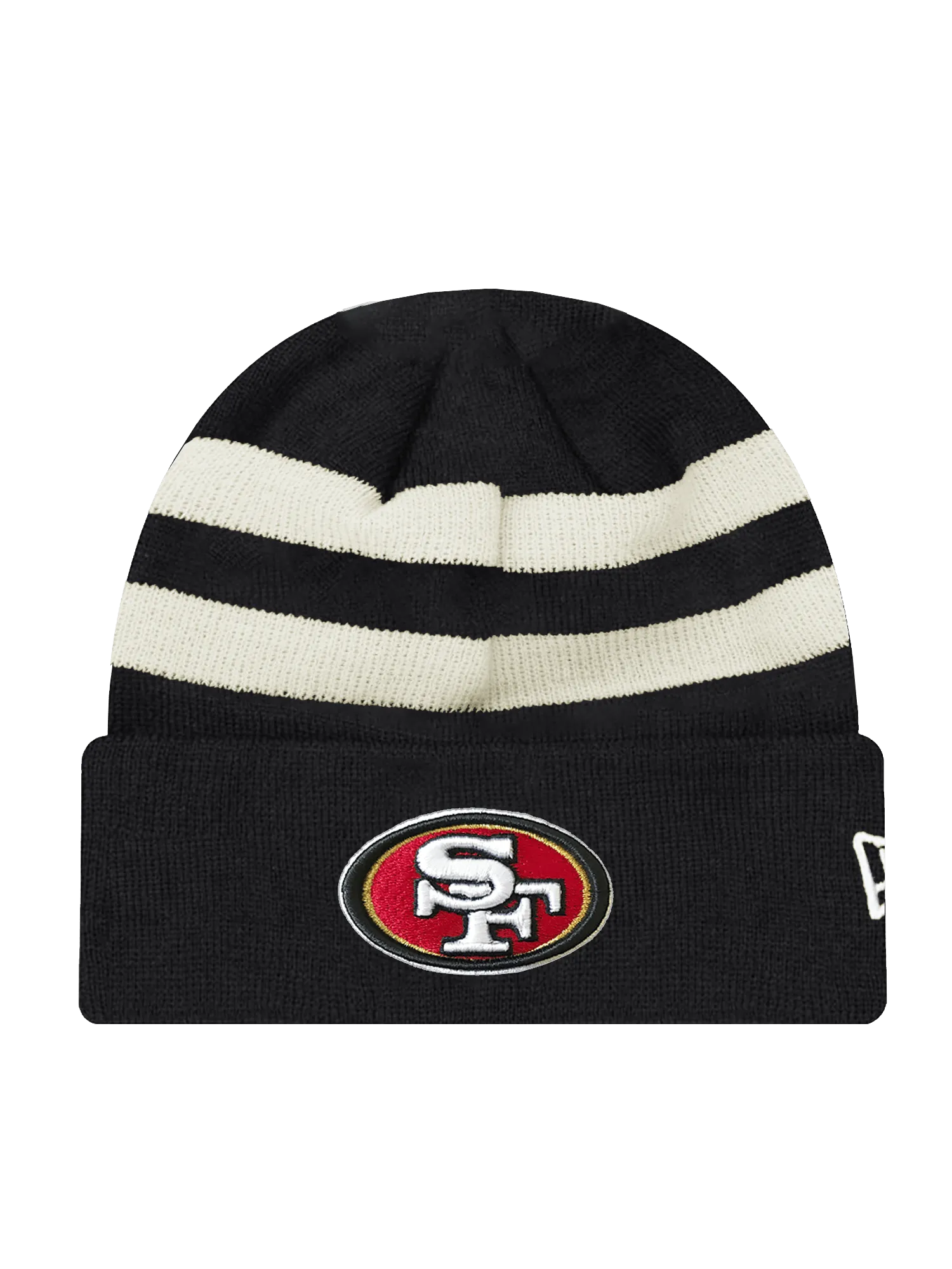 San Francisco 49ers New Era NFL Ivory Stripe Knit Beanie - Black