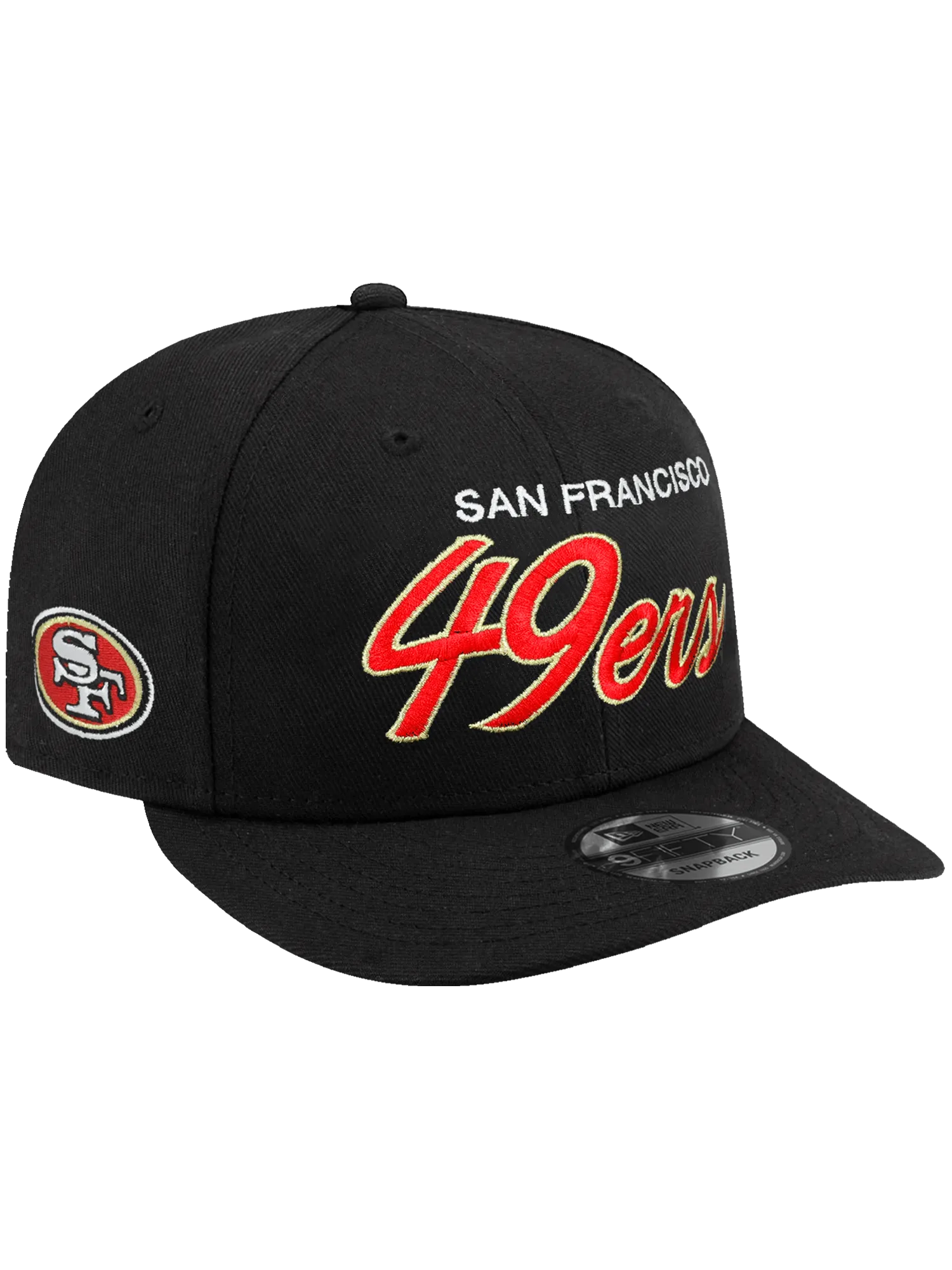 San Francisco 49ers New Era NFL Team Script 9FIFTY Pre-Curved Snapback Hat - Black